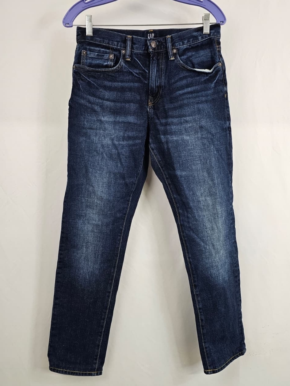 GAP Men's Slim Taper Worn Vintage Dark Wash Jeans, Sz 30